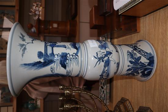 A large Chinese blue and white beaker vase height 49cm